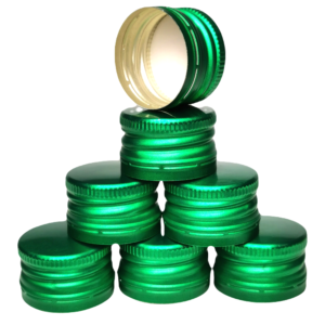 100 X Zakrętka Zielona Metalic Fi 28 /18 krótka