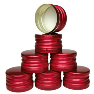 100 X Zakrętka Czerwona Metalic Fi 28 /18 krótka